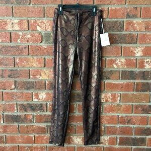 Mother Metallic Copper Snakeskin Print Seamless Looker Ankle Pant